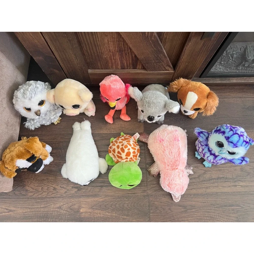 Ty Beanies Boos Lot Of 10 Dogs Pigs Owls Turtle Flamingo Seal‎ Koala 6